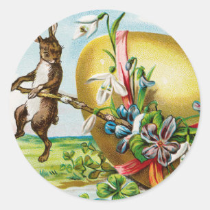 Adesivo Redondo Ovos de Páscoa de Coelhos Coelhos Felzs pascoa de
