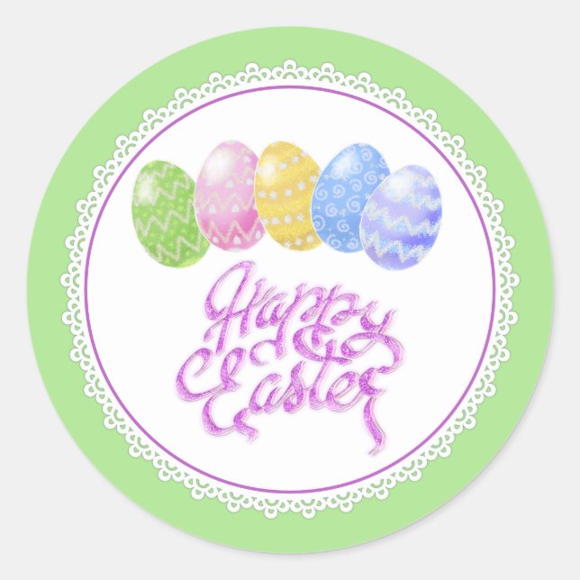 Adesivo Redondo Ovos de Páscoa, presente do dia de felz pascoa, Mo (Frente)