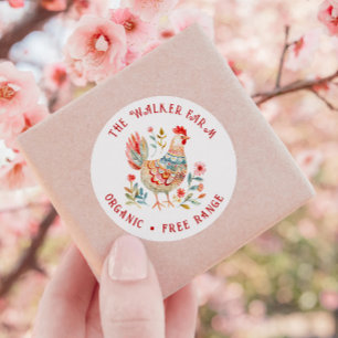 Adesivo Redondo Ovos Frescos Coloridos de Fazendas