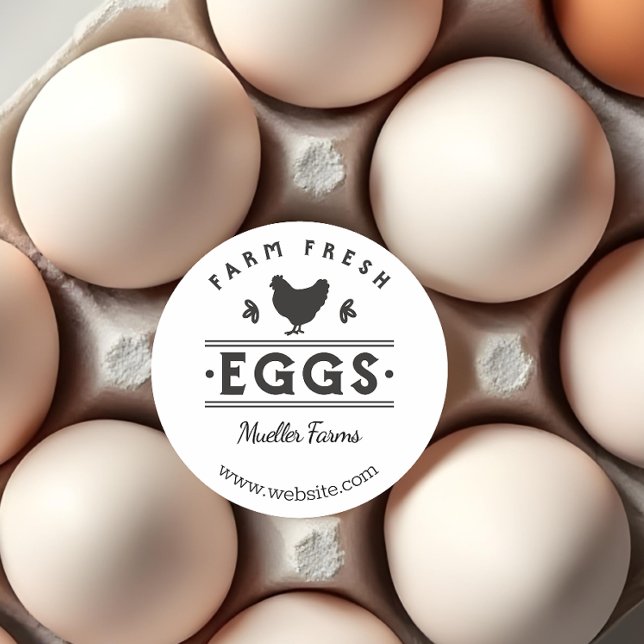 Adesivo Redondo Ovos Frescos de fazenda (Farm Fresh Eggs Sticker)
