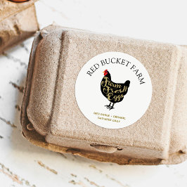 Adesivo Redondo Ovos Frescos de Fazenda de frango