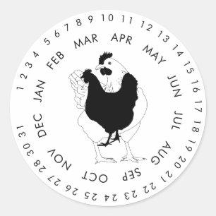 Adesivo Redondo Ovos Frescos Orgânicos de Galinha com Datas Circun