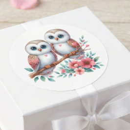 Adesivo Redondo Owl Boho Rustic Country Woodland Wedding