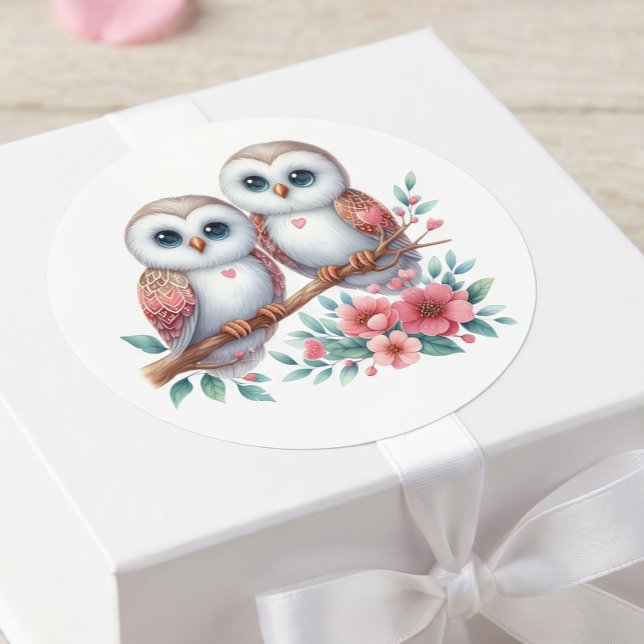 Adesivo Redondo Owl Boho Rustic Country Woodland Wedding (Criador carregado)