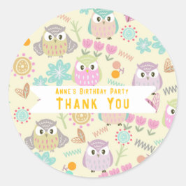 Adesivo Redondo Owl Pastel Yellow  