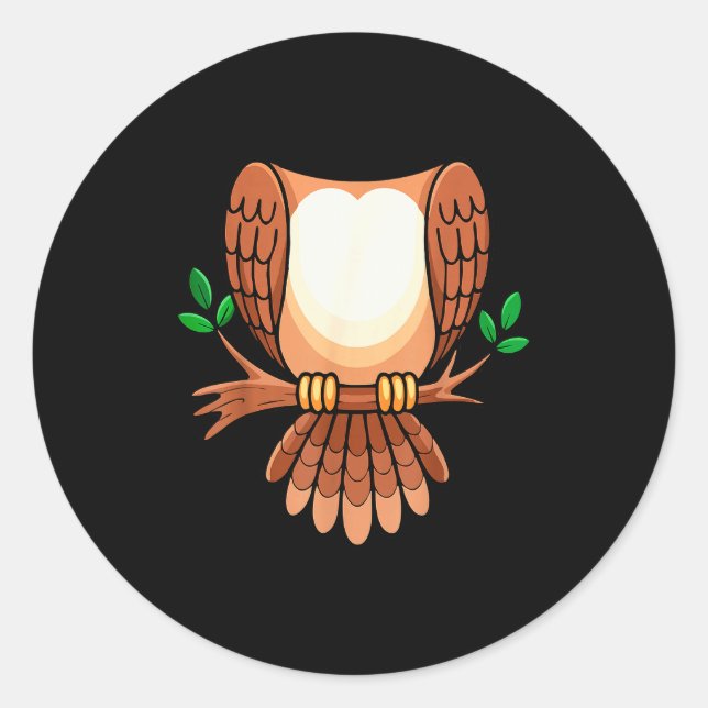 Adesivo Redondo Owl Shirt Adult Men Women Kids Owl Costume  (Frente)
