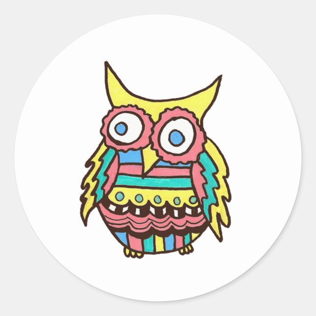 Adesivo Redondo Owl Sticker (Frente)