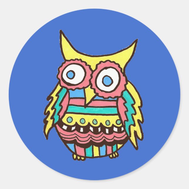 Adesivo Redondo Owl Sticker (Frente)
