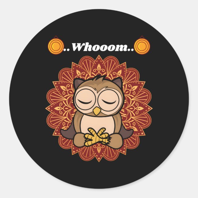 Adesivo Redondo Owl Whom (Frente)