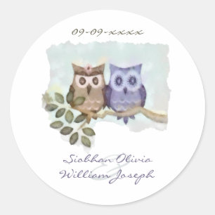 Adesivo Redondo Owls Wedding