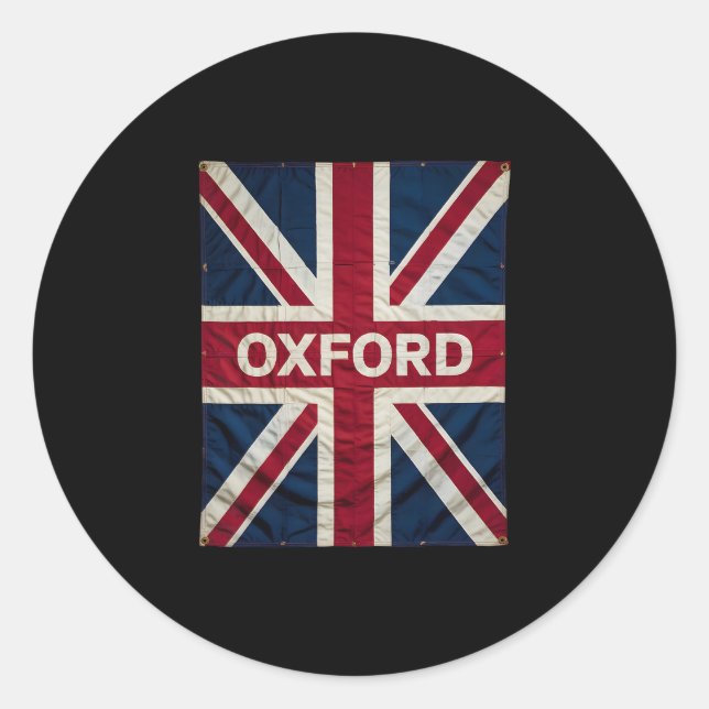 Adesivo Redondo Oxford England Britain Uk History Vacation Souveni (Frente)