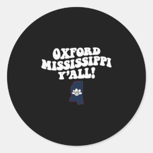 Adesivo Redondo Oxford Mississippi Y'all Ms Férias Sulistas