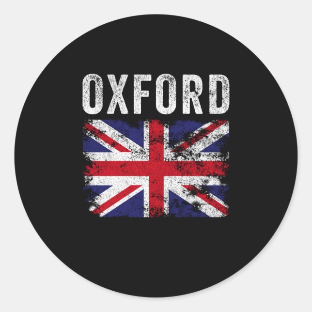 Adesivo Redondo Oxford UK Flag England Souvenir (Frente)