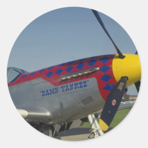 Adesivo Redondo P51 mustang, cone de nariz/hélice que mostra a