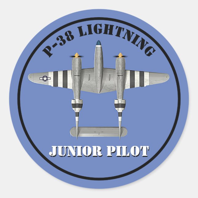 Adesivo Redondo P-38 Lightning Junior Pilot (Frente)
