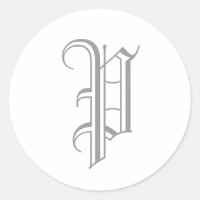 P - Letra Monograma Cinza Sticker Antigo Inglês