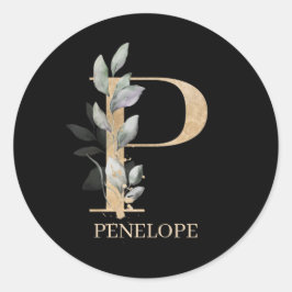 Adesivo Redondo P Monograma Floral Personalizado