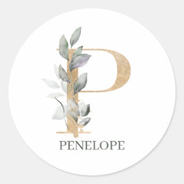 Adesivo Redondo P Monograma Floral Personalizado