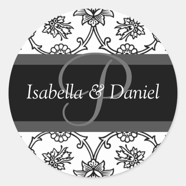 Adesivo Redondo P Monogramas Para Selos De Convite Para Casamento (Frente)