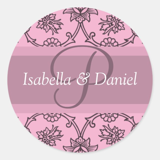 Adesivo Redondo P Monogramas Para Selos De Convite Para Casamento (Frente)