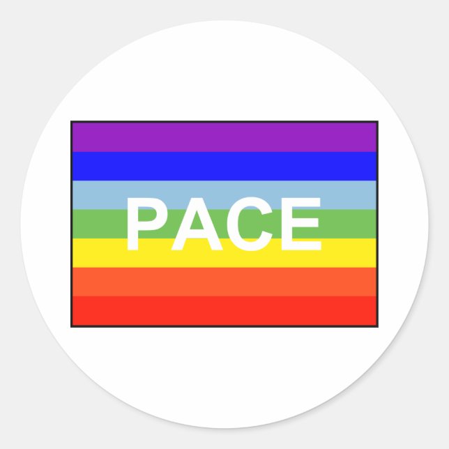 Adesivo Redondo PACE Peace Flag Rainbow (Frente)