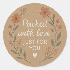 Adesivo Redondo Packed with Love Floral Kraft Sticker