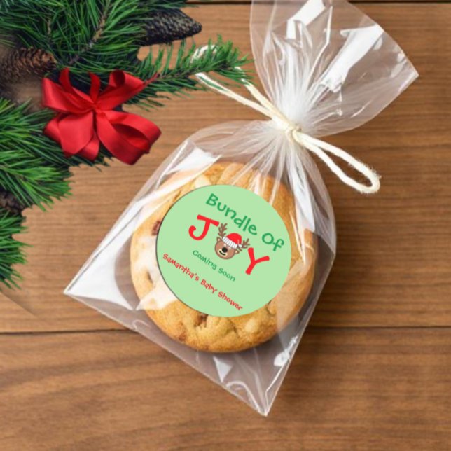 Adesivo Redondo Pacote de Alegria Chá de fraldas de Natal (Criador carregado)