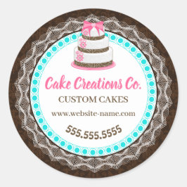Adesivo Redondo Pacote de Bolo Elegante Personalizado