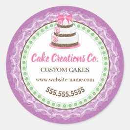 Adesivo Redondo Pacote de Bolo Elegante Personalizado
