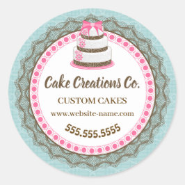 Adesivo Redondo Pacote de Bolo Elegante Personalizado