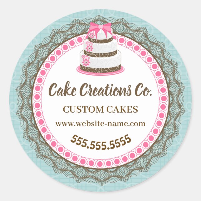 Adesivo Redondo Pacote de Bolo Elegante Personalizado (Frente)