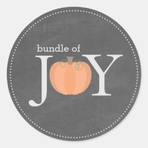 Adesivo Redondo Pacote de Joy Chalkboard Pumpkin Fall Baby Sticker
