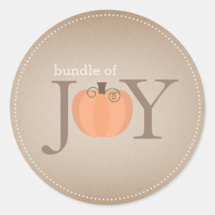 Adesivo Redondo Pacote de Joy Neutral Pumpkin Fall Baby Sticker