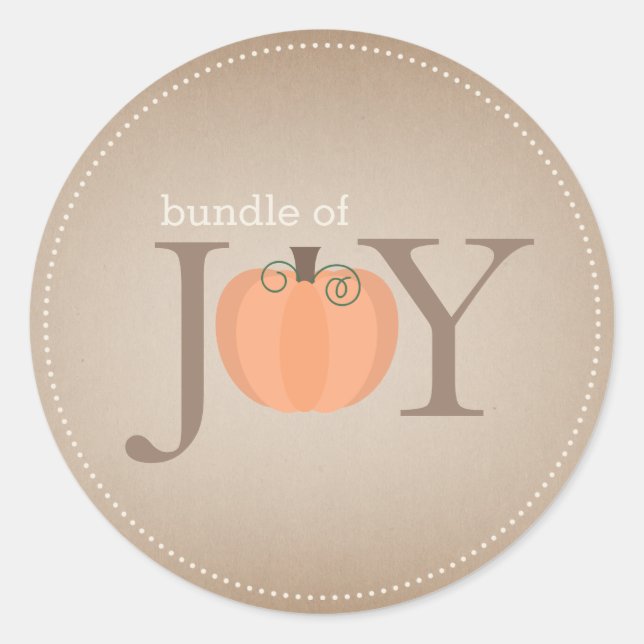 Adesivo Redondo Pacote de Joy Neutral Pumpkin Fall Baby Sticker (Frente)