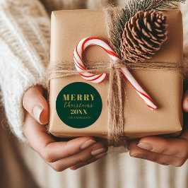 Adesivo Redondo Pacote de Natal Verde Moderno e Feliz