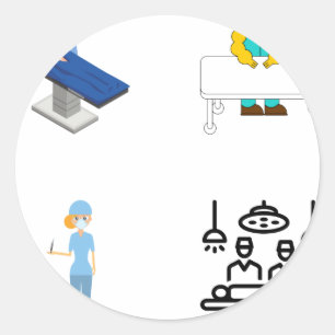 Adesivo Redondo Pacote de Sticker de Enfermeira da Sala Operaciona