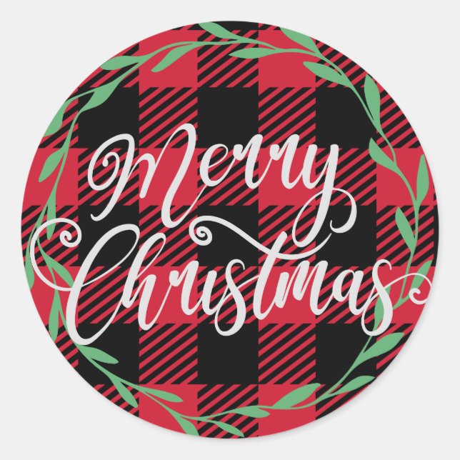 Adesivo Redondo Pacote de Vinhetas de Natal Feliz (Frente)