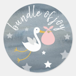 Adesivo Redondo Pacote Rosa de Tempestade Estrelas Chá de fraldas 