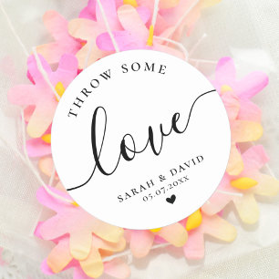 Adesivo Redondo Pacotes de Confetti de Casamento Elegante