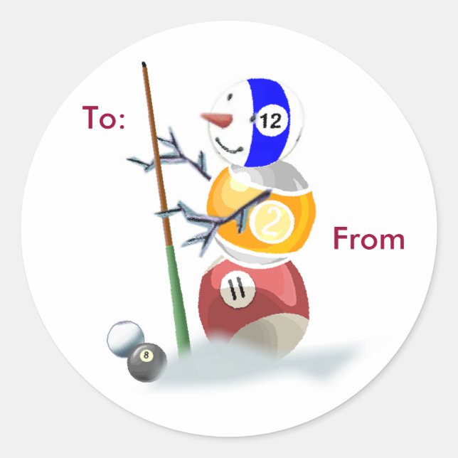 Adesivo Redondo Pacotes de Natal Billards Snowman (Frente)