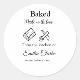 Adesivo Redondo Padaria assada com amor adicionar nome textura l