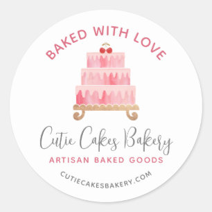 Adesivo Redondo Padaria Assada Com Amor Rosa Cake Pastry Chef