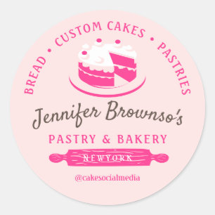 Adesivo Redondo Padaria Bolo de Pastelaria Pequena Empresa chef