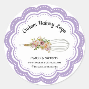 Adesivo Redondo Padaria Boutique Flor de Lilac Whisk