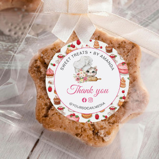 Adesivo Redondo Padaria Chef Kitten Obrigado