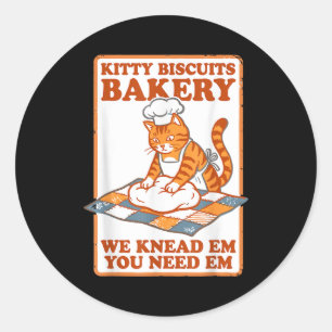 Adesivo Redondo Padaria de biscoitos de gatinho gato engraçado ama