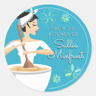 Adesivo Redondo padaria de cabelos negros da cozinha