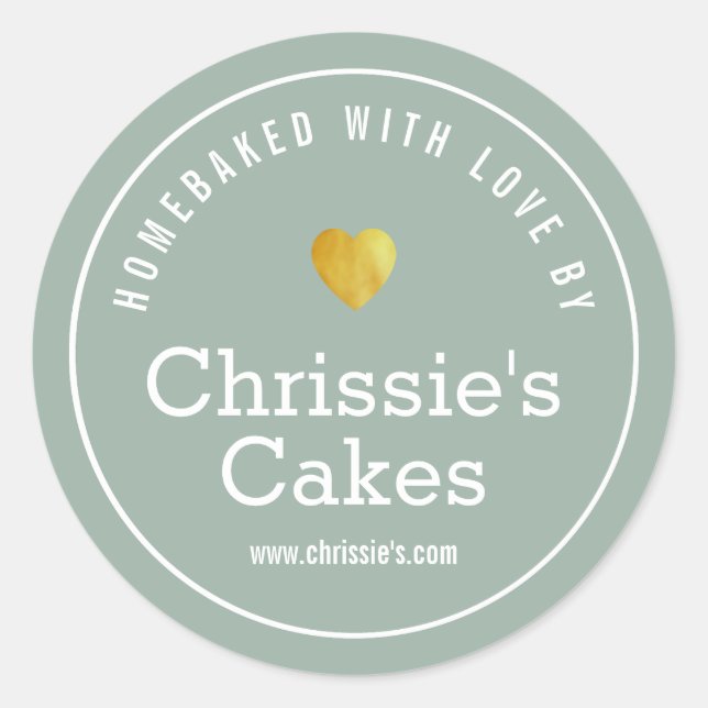 Adesivo Redondo padaria de casa, verde, branco personalizado (Frente)