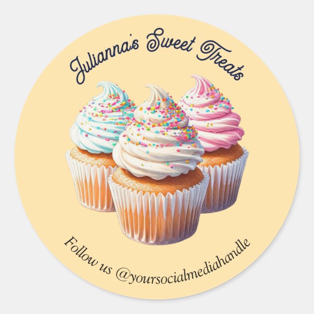 Adesivo Redondo Padaria de Cupcake Congelado Fofa (Frente)