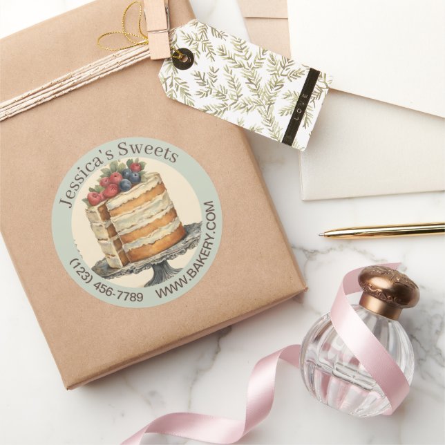 Adesivo Redondo Padaria de Cupcake de Bake-Caterer de Dessert (Presentear)